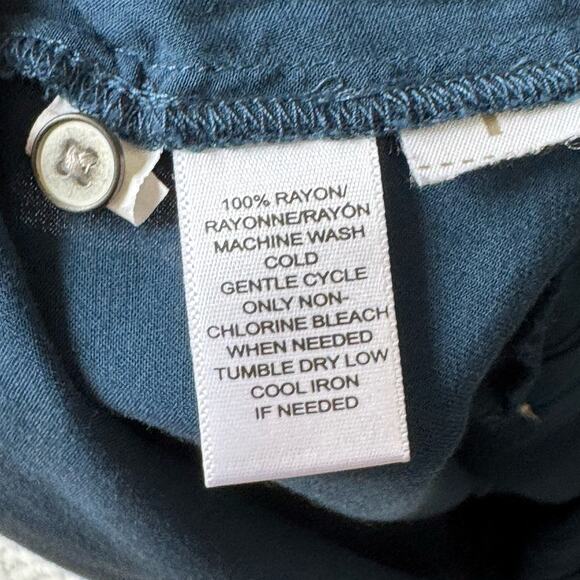 LOFT Lou & Grey Dress XS Blue Shirt Button Front Pockets Tie Waist Roll Sleeves - Picture 15 of 15